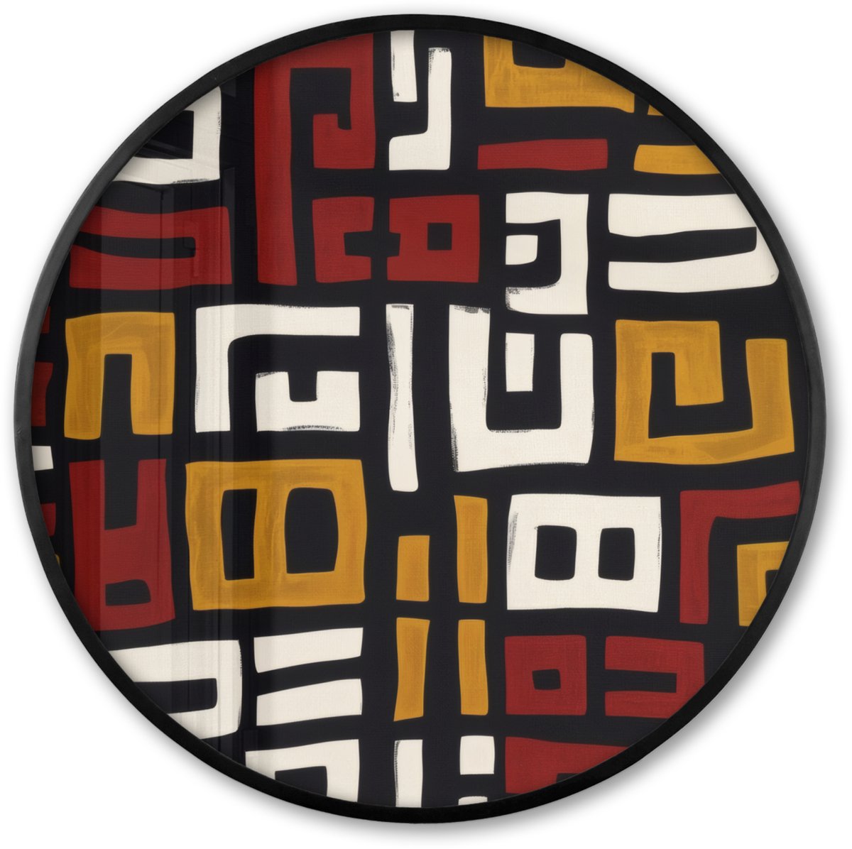 FrameYourWall Poster in lijst Rond - Fotolijst 60x60 cm - Posters - Abstract - Patroon - Rood - Ronde posterlijst zwart - Decoratie - Wanddecoratie woonkamer - Muurdecoratie slaapkamer