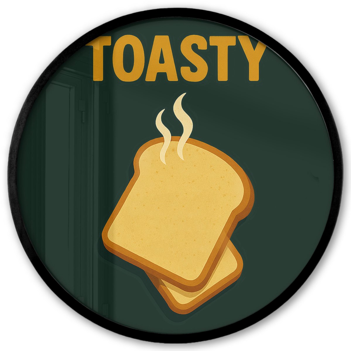FrameYourWall Poster in lijst Rond - Fotolijst 40x40 cm - Posters - Brood - Tosti - Groen - Minimalistisch - Ronde posterlijst zwart - Decoratie - Wanddecoratie woonkamer - Muurdecoratie slaapkamer