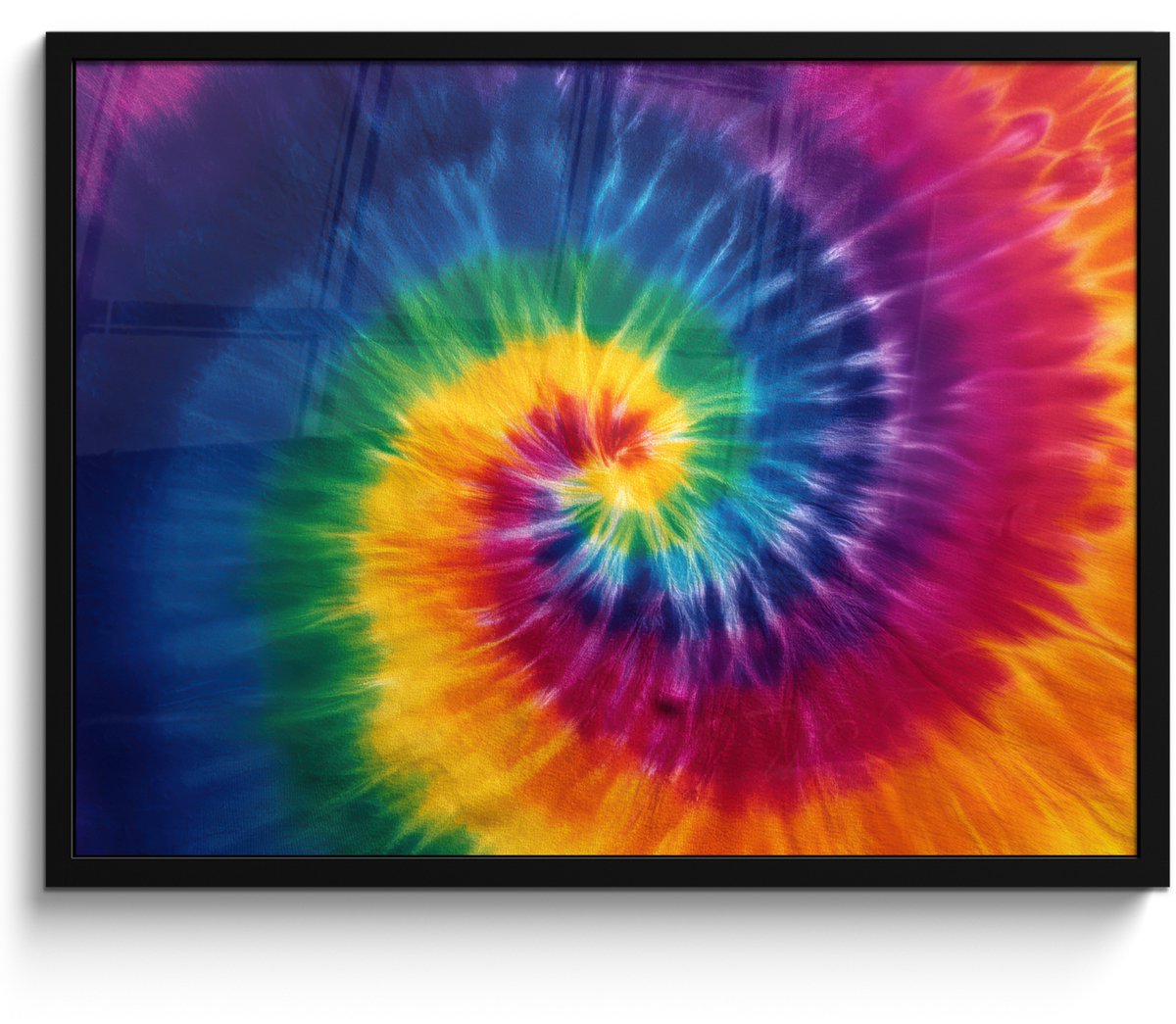 FrameYourWall Poster in lijst - Fotolijst 80x60 cm - Posters - Regenboogkleuren - Spiraal - Kleurrijk - Posterlijst zwart - Decoratie - Wanddecoratie woonkamer - Muurdecoratie slaapkamer Multicolor