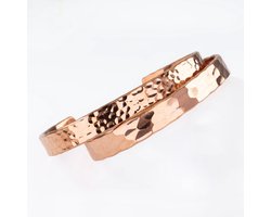 Koperen armbanden set - Dames - Gehamerd - 2 stuks | Deva Loves