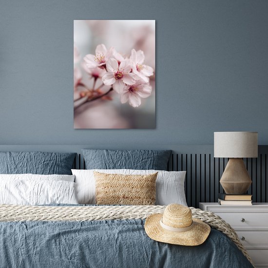 Poster 60x80 cm - Bloesems - Meeldraden - Geel - Wazig - Posters - Kamer decoratie - Wanddecoratie woonkamer - Muurdecoratie slaapkamer