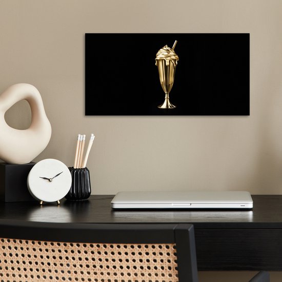 Affiche 40x20 cm - Milkshake - Or - Boisson - Zwart - Posters - Décoration murale cuisine - Décoration murale Décoration murale salon - Accessoires décoratifs - Décoration murale chambre