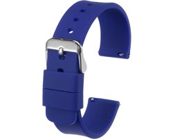 Vervangende siliconen horlogeband - 24mm breed - snelspanner - zacht rubber - roestvrijstalen gesp - donkerblauw - unisex - horlogeaccessoire met zoektermen voor mannen en vrouwen.