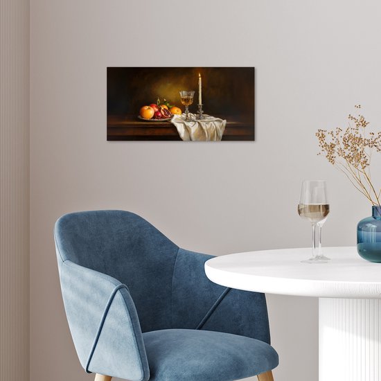 Affiche 40x20 cm - Fruits - Nature morte - Vin - Bougie - Posters - Décoration chambre - Décoration murale salon - Décoration murale chambre