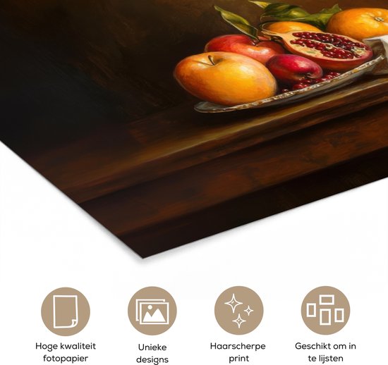 Affiche 40x20 cm - Fruits - Nature morte - Vin - Bougie - Posters - Décoration chambre - Décoration murale salon - Décoration murale chambre