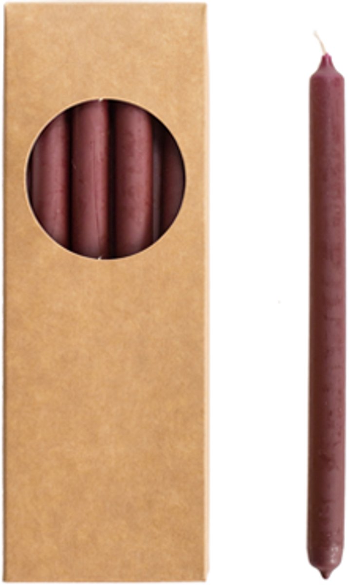 Rustik Lys potloodkaarsjes in de kleur Aubergine Ø 1,2 x 17,5 cm 20 stuks