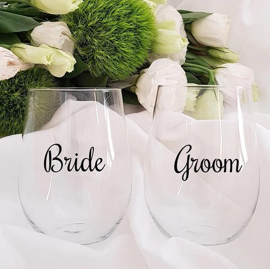 30 stuks) Bruid en Bruidegom stickers voor glazen of decoratie - Bride -  Groom -... | bol.com