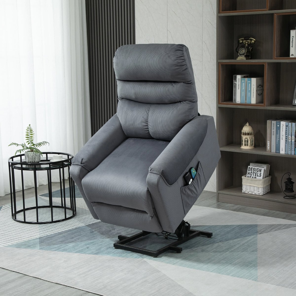 Sta op stoel elektrisch - Relaxfauteuil - Zetel - Stof - 1 persoons - Met armleuning - Zeer comfortabel - Elektrisch - Donkergrijs – foto 4