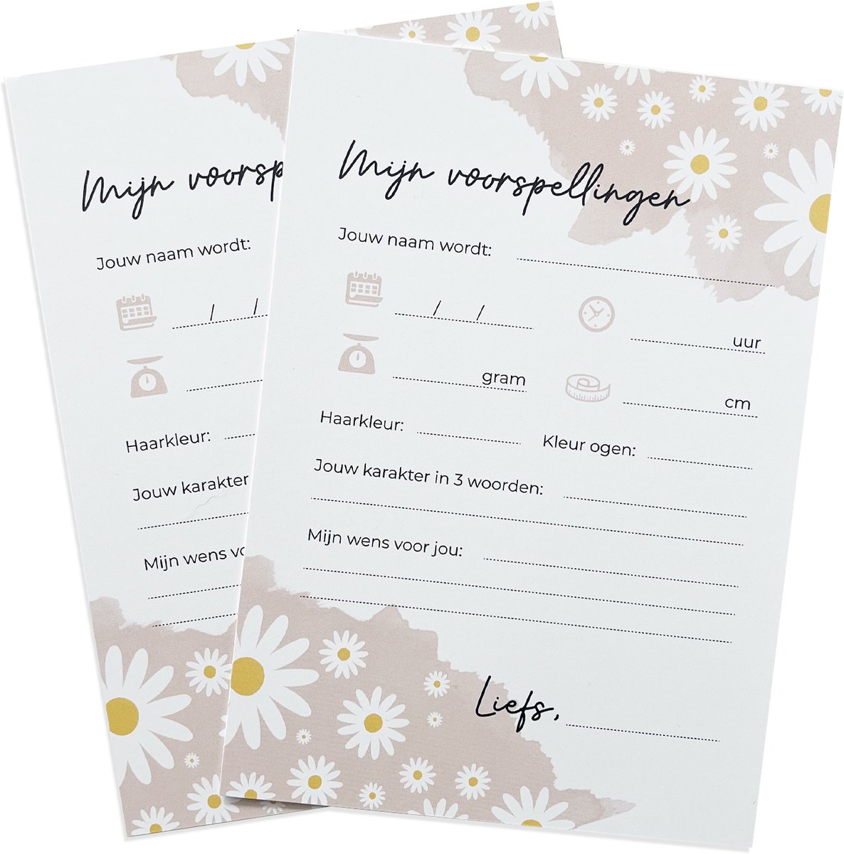 My Little Buddha - Babyshower Invulkaarten - 20 stuks - Madeliefjes - Voor meisjes