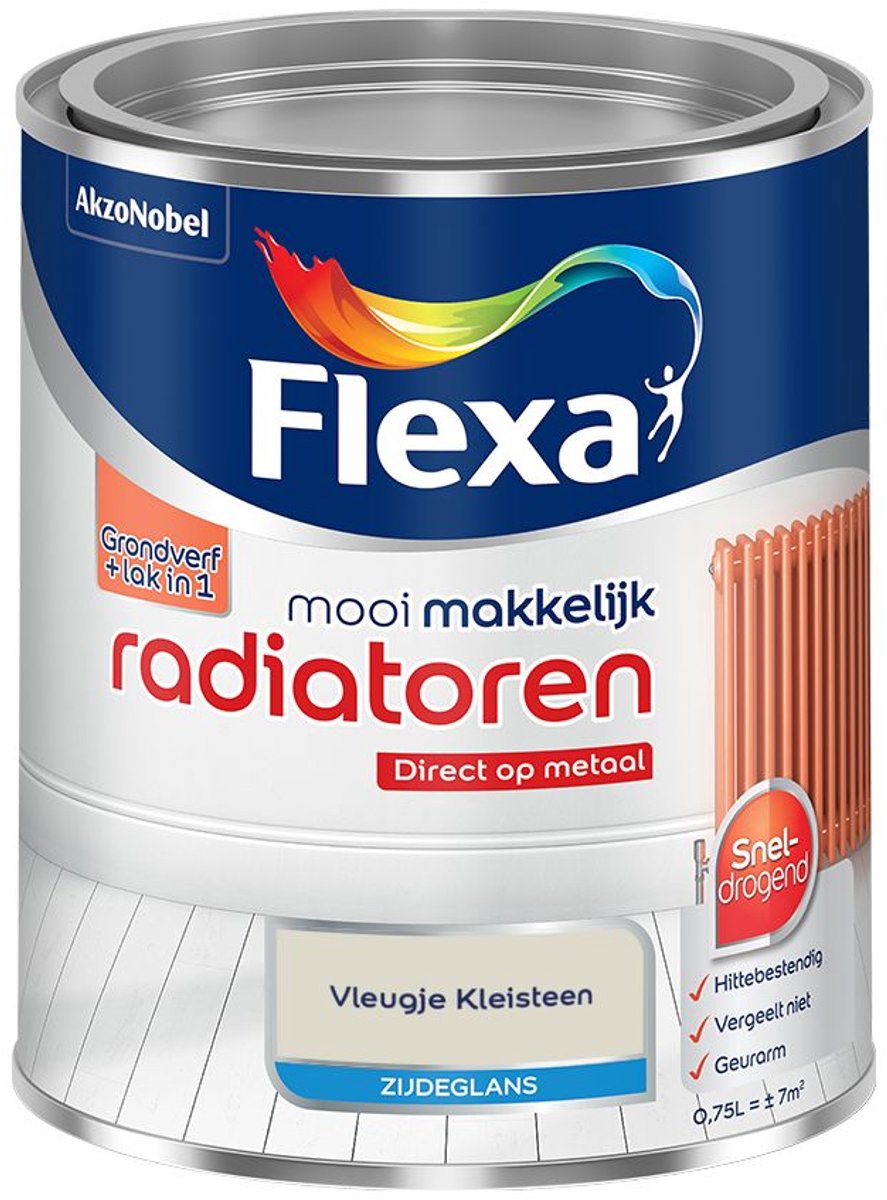 Flexa - Mooi Makkelijk Radiatoren Zijdeglans - Vleugje Kleisteen - Mengverf - 0.75 L