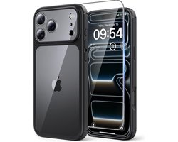 Hoesje Geschikt voor Apple iPhone 17 Pro - Volledige Camerabescherming - Millitaire - Back Cover Hoesje - Zwart