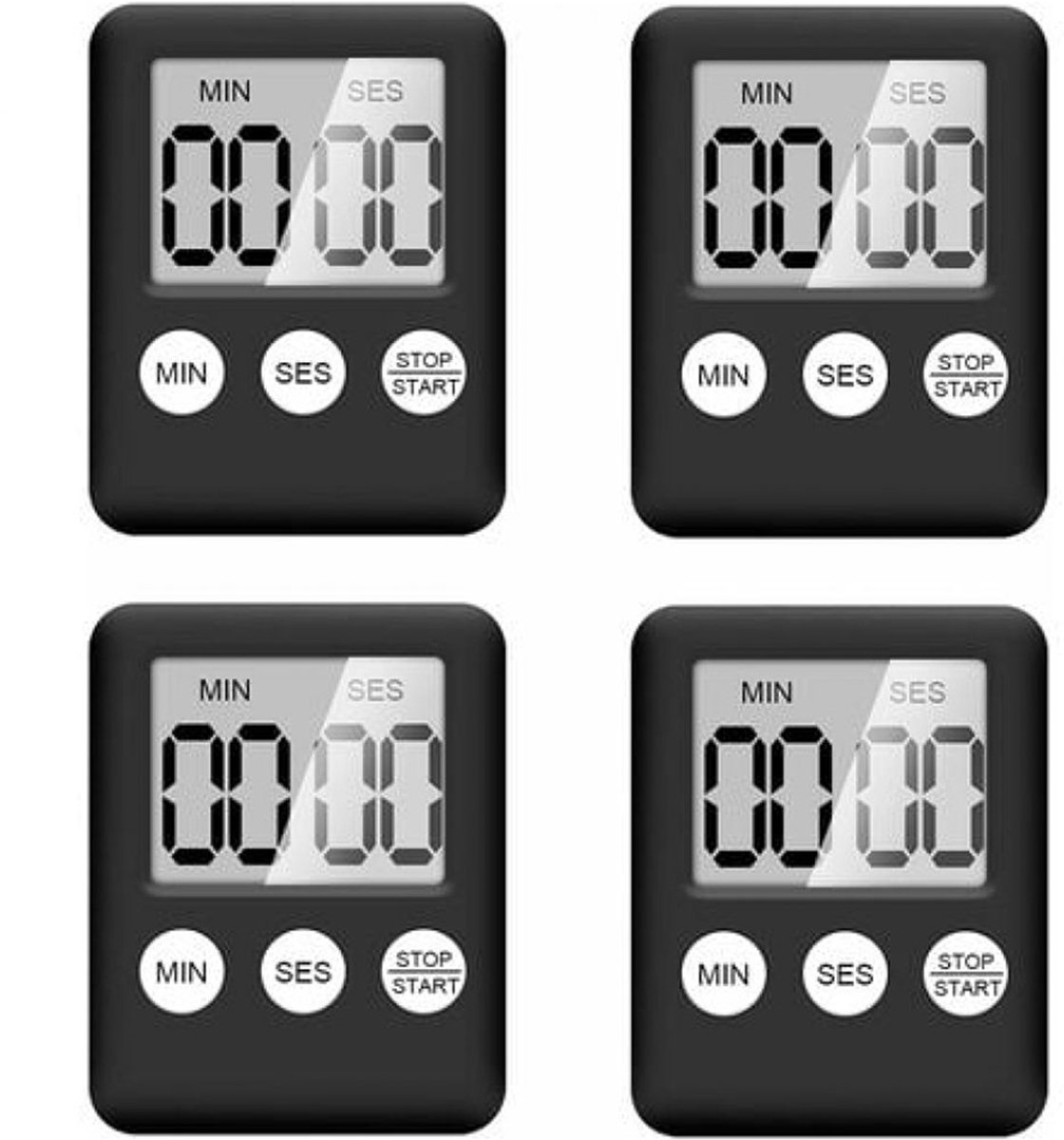 Gsedaox-Kookwekker-4 stuks-LED Scherm-Digitale Timer-Keukentimer-Zwart