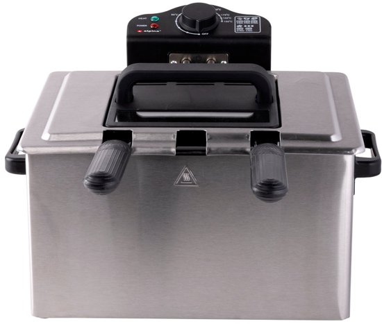 alpina Frituurpan 5 Liter - Dubbele Friteuse met 3 Frituurmanden - Frituur met Instelbare Temperatuur tot 190 °C - Frietpan 2000W - met Kijkvenster - RVS