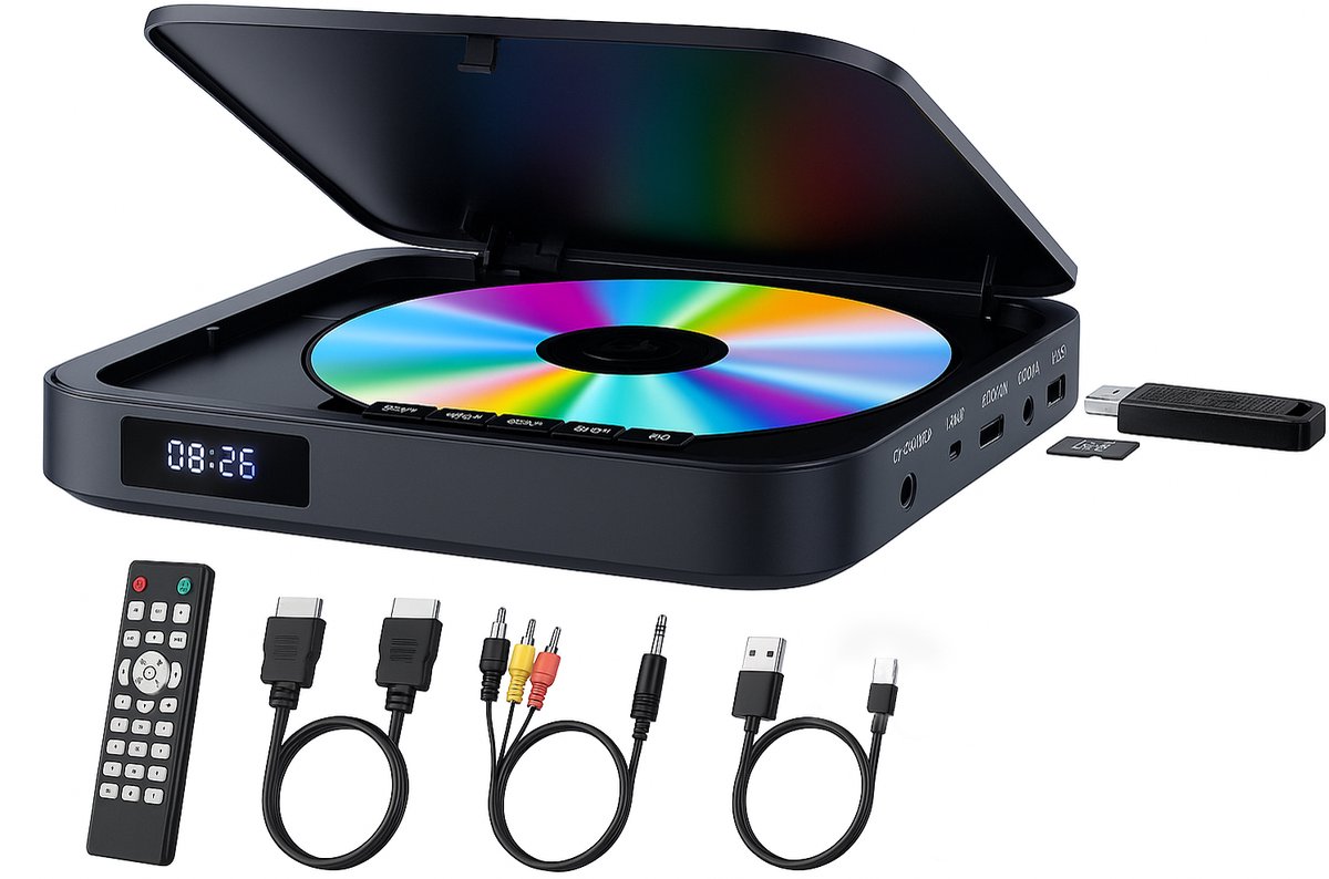 Mini DVD Speler met HDMI - 1080P Full HD - HDMI, RCA en AUX Aansluiting