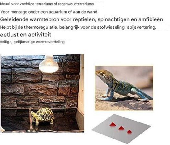 PeSandy Verwarmingskussen voor Reptielen, 28x28cm Terrarium Verwarmingsmat met 7 Knop Temperatuurregeling, Terrariumverwarmer voor Reptielen Schildpad Slangen Hagedis Gecko Kikker Hermit Crab
