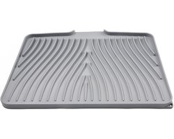 Afdruipmat voor afwas - afdruipmat siliconen - Afdruipmat - Afwas Droogmat - antislip afdruipmat met ingebouwde afvoer - hittebestendige stenen afdruipmat - Accessoires voor Aanrecht - 40 x 33 CM - Grijs