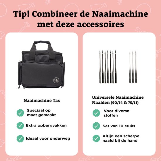 Crafts&Co Machine à coudre Enfants - Offre combinée avec kit de couture - Hobby & Créatif - Machine à coudre pour enfants - Wit