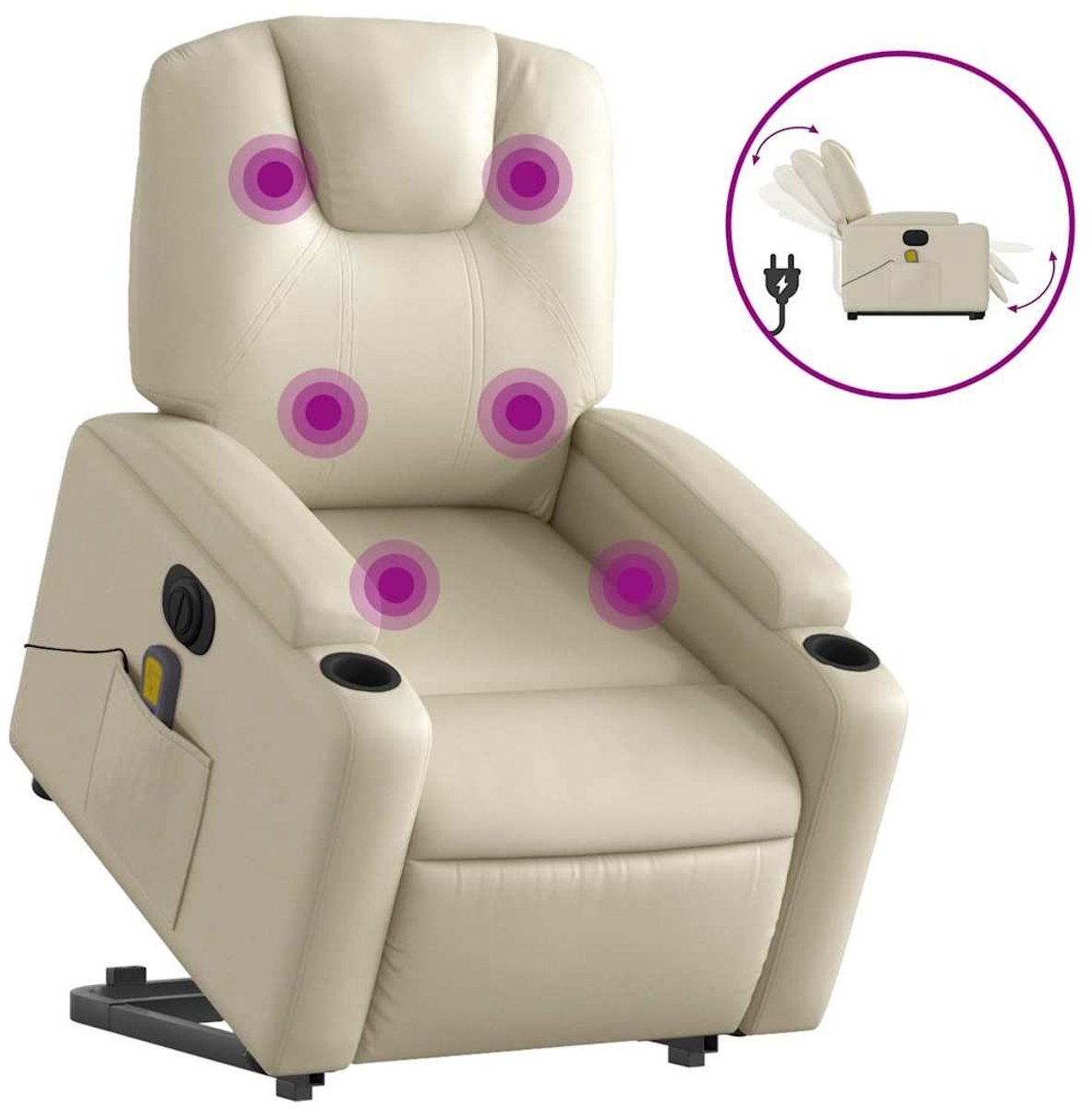 vidaXL Sta-op-massagestoel - elektrisch - kunstleer - crèmekleurig