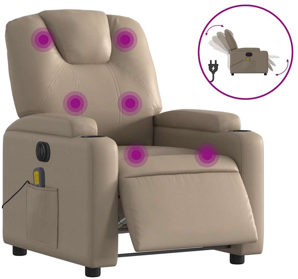vidaXL Massagestoel - verstelbaar - elektrisch - kunstleer - cappuccinokleurig