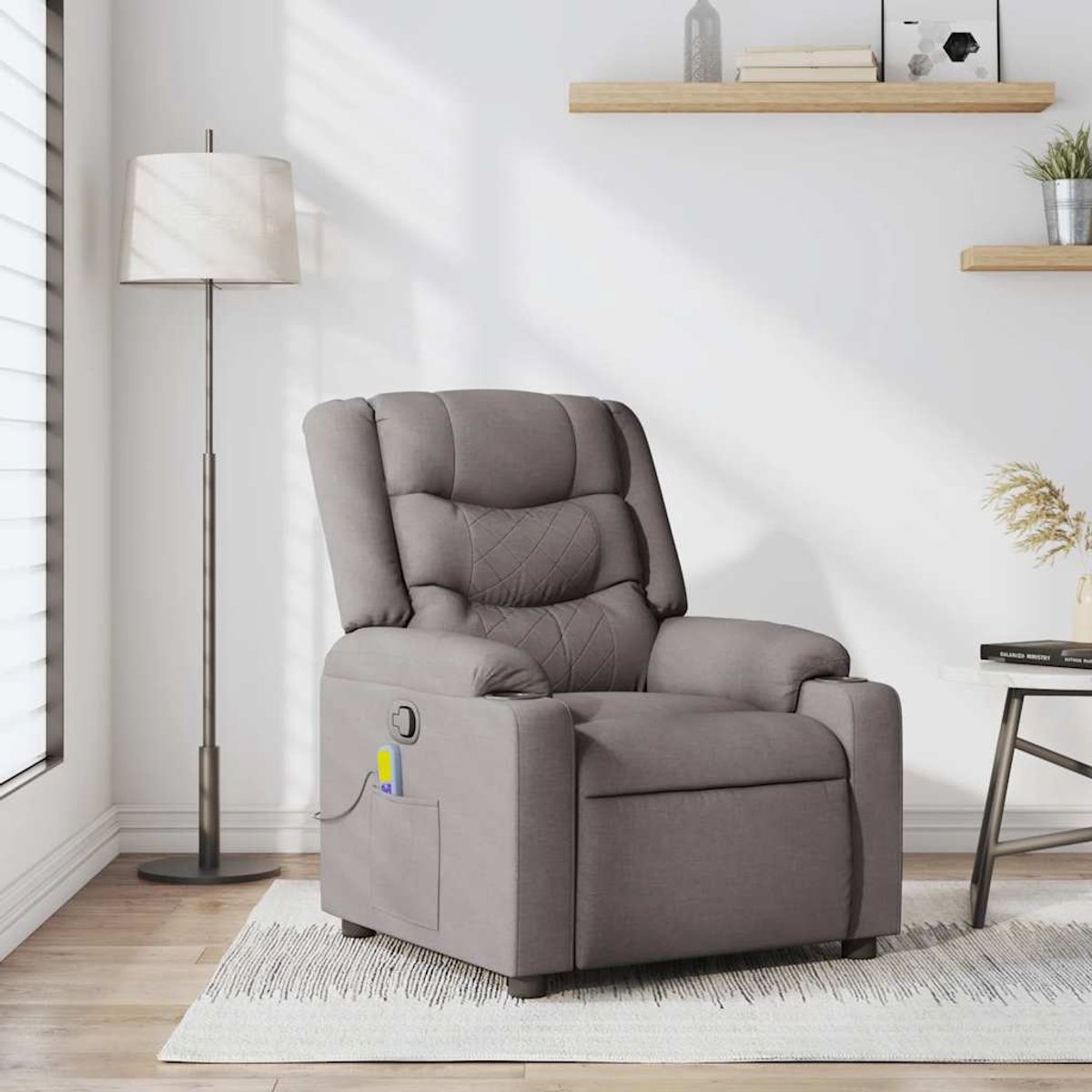 vidaXL Massagestoel - verstelbaar - stof - taupe