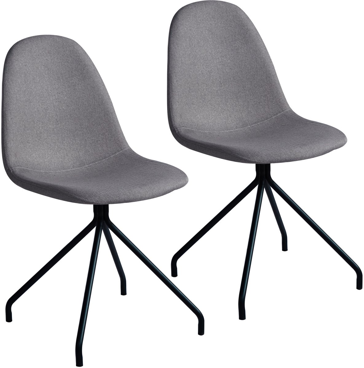 SVITA Set van 2 eetkamerstoelen - metalen poten gestoffeerde stoel polyester lichtgrijs