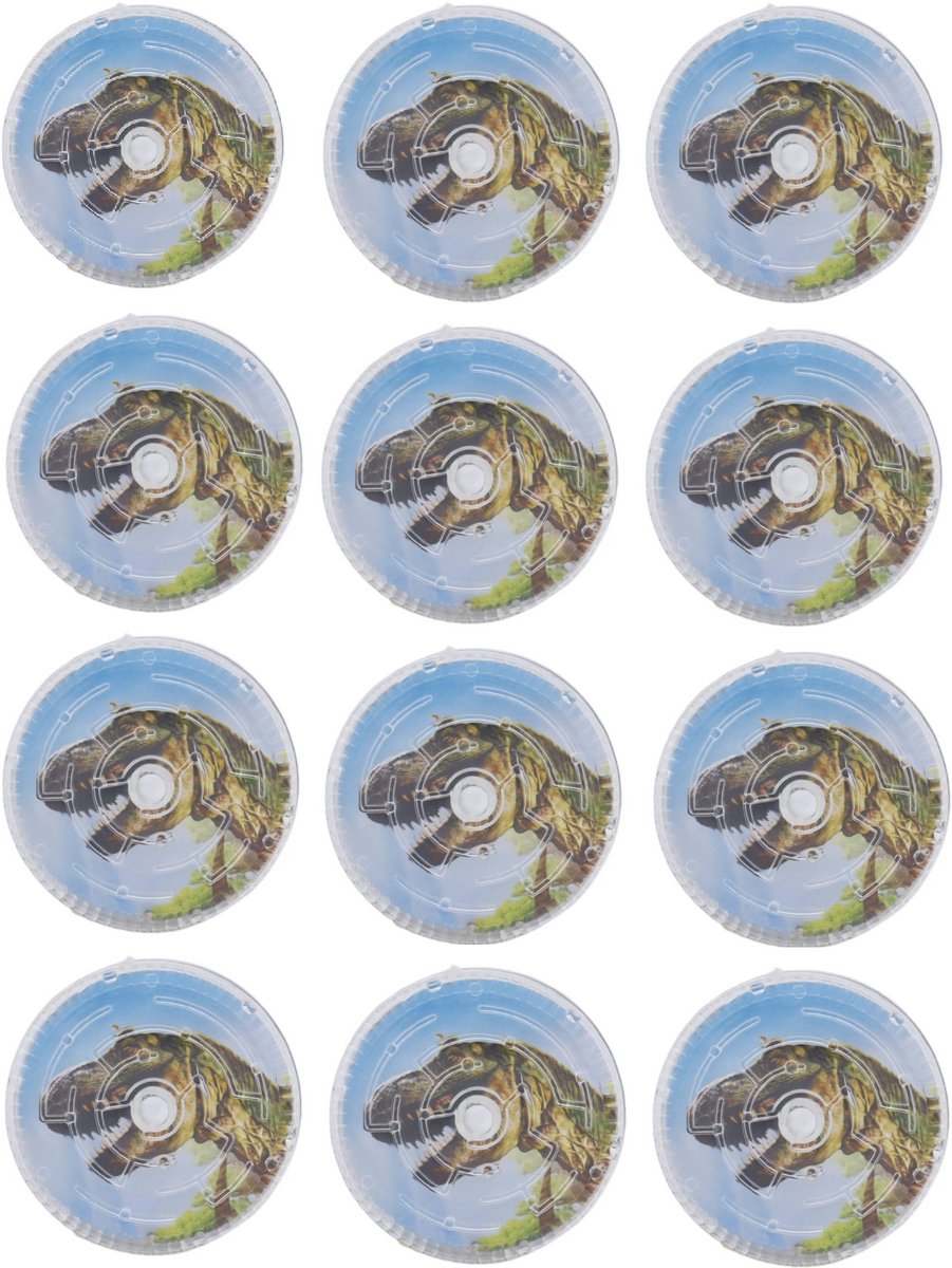 Jojo 12 stuks – Dino Thema – Met Doolhof Puzzel Dinosaurus - 5 cm Labyrint YoYo– Kinderfeestje, Uitdeelcadeau & Traktatie