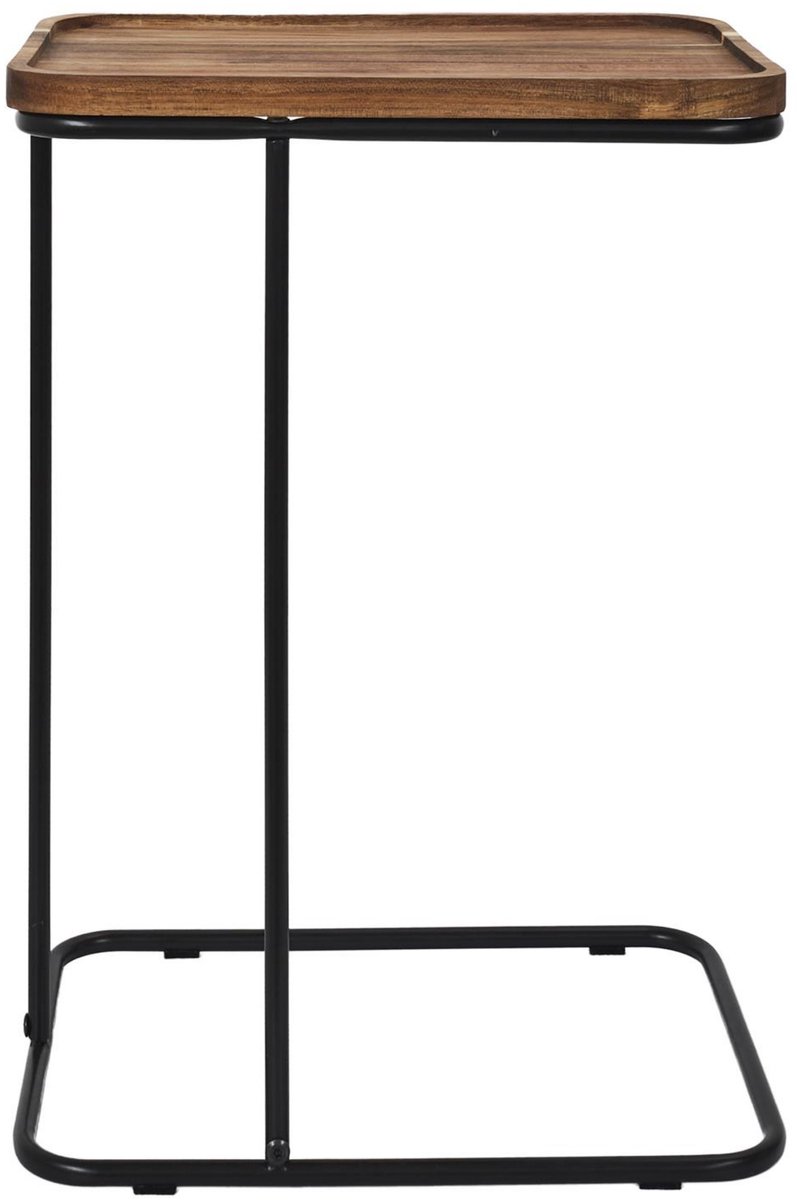 HOME DECO FACTORY Bijzettafel - acacia hout - metaal - H55 cm - industrieel Zwart