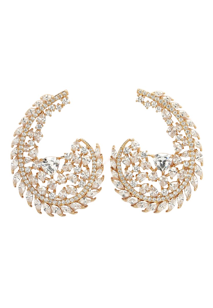 AVANT-GARDE PARIS Oorbellen - Statement Oorhangers - Cubic Zirconia Kristallen - Goudkleurig - Gold Plated - Post And Back