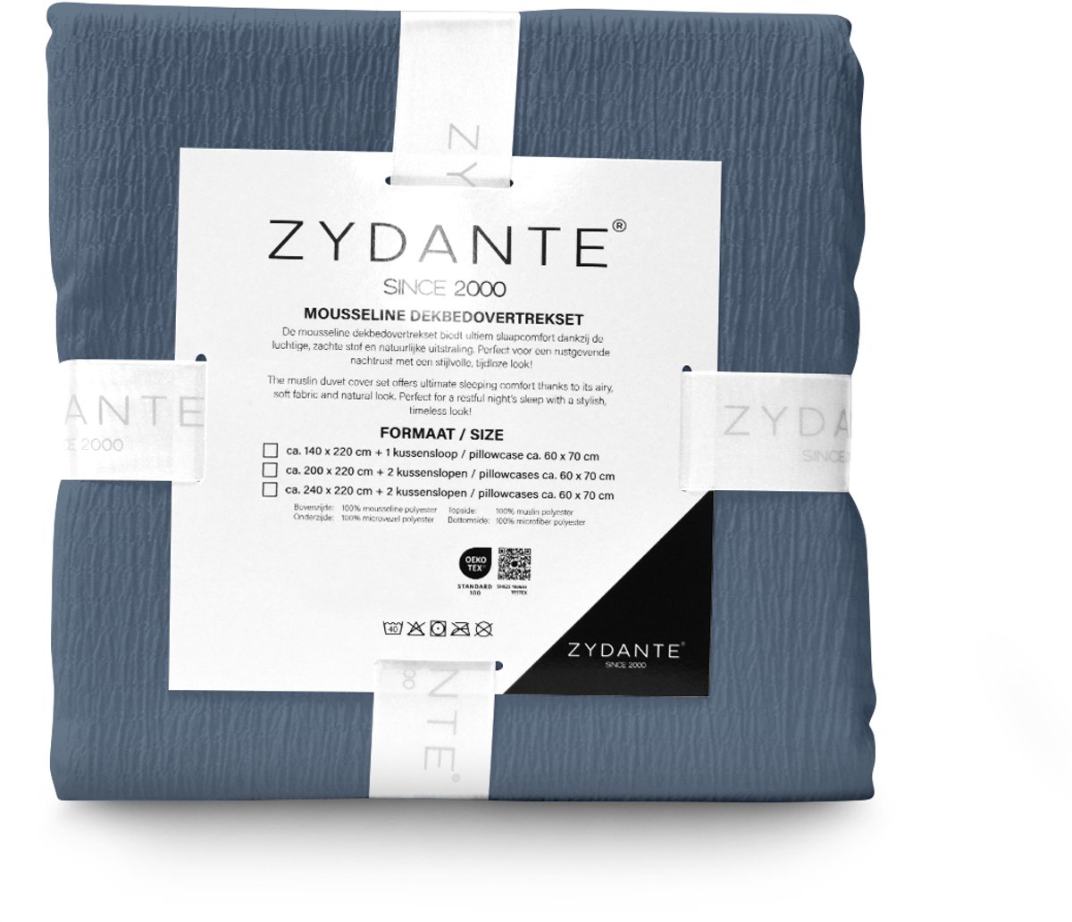 Zydante Dekbedovertrek Set 240x220 cm - Dekbedhoes met 2 Kussenslopen - Mousseline - Petrol