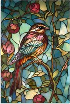 Affiche 40x60 cm - Vogel - Branche - Roses - Mosaïque - Posters - Décoration chambre - Décoration murale salon - Décoration murale chambre