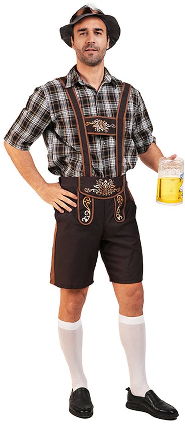 Kostuum Oktoberfest – One Size – Inclusief Shirt, Hoed, Sokken en Bretels – Bierfeest, Oktoberfest & Carnaval Verkleedkleding