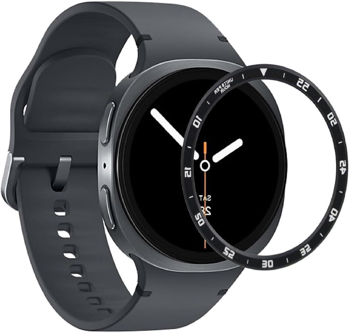 Beschermring voor Samsung Watch 8 44 mm - Beschermende Bezel Ring van Metaal - Aluminiumlegering - Zwart - Bescherming voor Bezel - Stijlvol design.