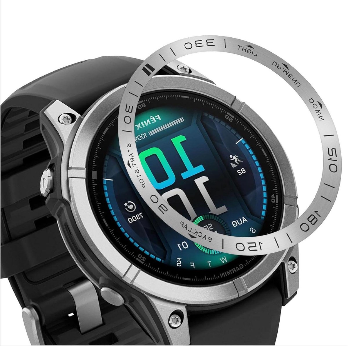 Beschermende Bezel Compatibel met Grid 8, 51mm Horloge - Metaal Aluminium Ring - Zilverkleurig