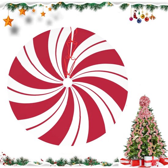 Kerstboomrok 60cm - Kerstkleed - Kerstboomkleed - Kerst Versiering Decoratie - Kerstrok Kleed - Ronde kerstboomhoes - Kerstboom-voetafdekking - Kerstdecoratie - Vloerkleed - Rood