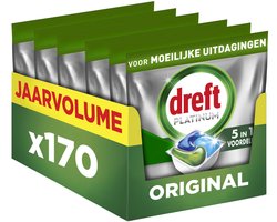 Dreft Platinum All In One Vaatwastabletten - Original - 170 Capsules - Jaarvolume