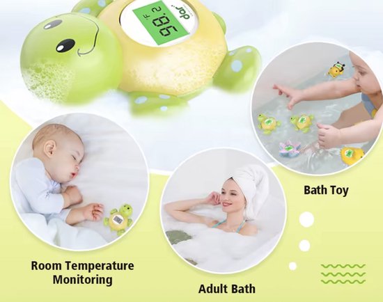 Baby Bad Thermometer Editie: Schilpad - Digitaal + LED Display - Veilige Badtemperatuur & Drijvend Speelgoed - Instelbaar °C/°F - speelgoed voor Baby’s & Peuters van Alecto — afbeelding 4