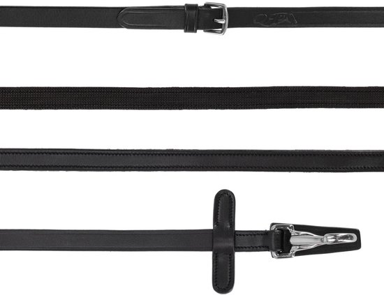 QHP - Teugel eenzijdig anti-slip met clip - Zwart - Pony