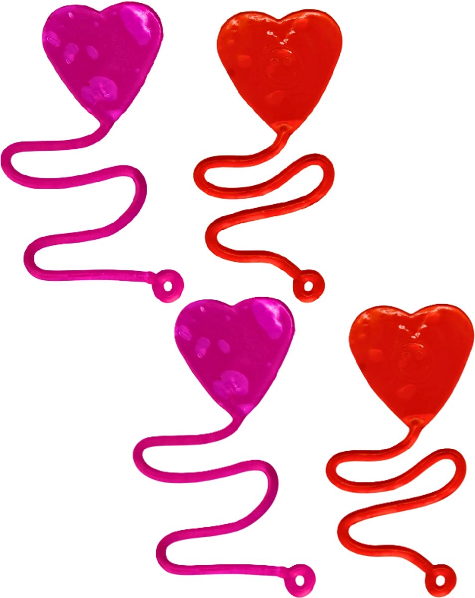 Sticky Hearts – Glibberige Plakhandjes in Hartvorm 4 cm – Nostalgisch Sticky Speelgoed & Traktatie voor Kinderen (4 stuks)