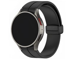 Innerlight® Supreme - Zwart - 20mm - Siliconen Smartwatchbandje met Magneetsluiting - Smartwatchbandje geschikt voor Samsung Galaxy Watch 7 / 6 / 5 / Pro / 4 / 3 / Active 2 - Polar Ignite / Unite – Huawei