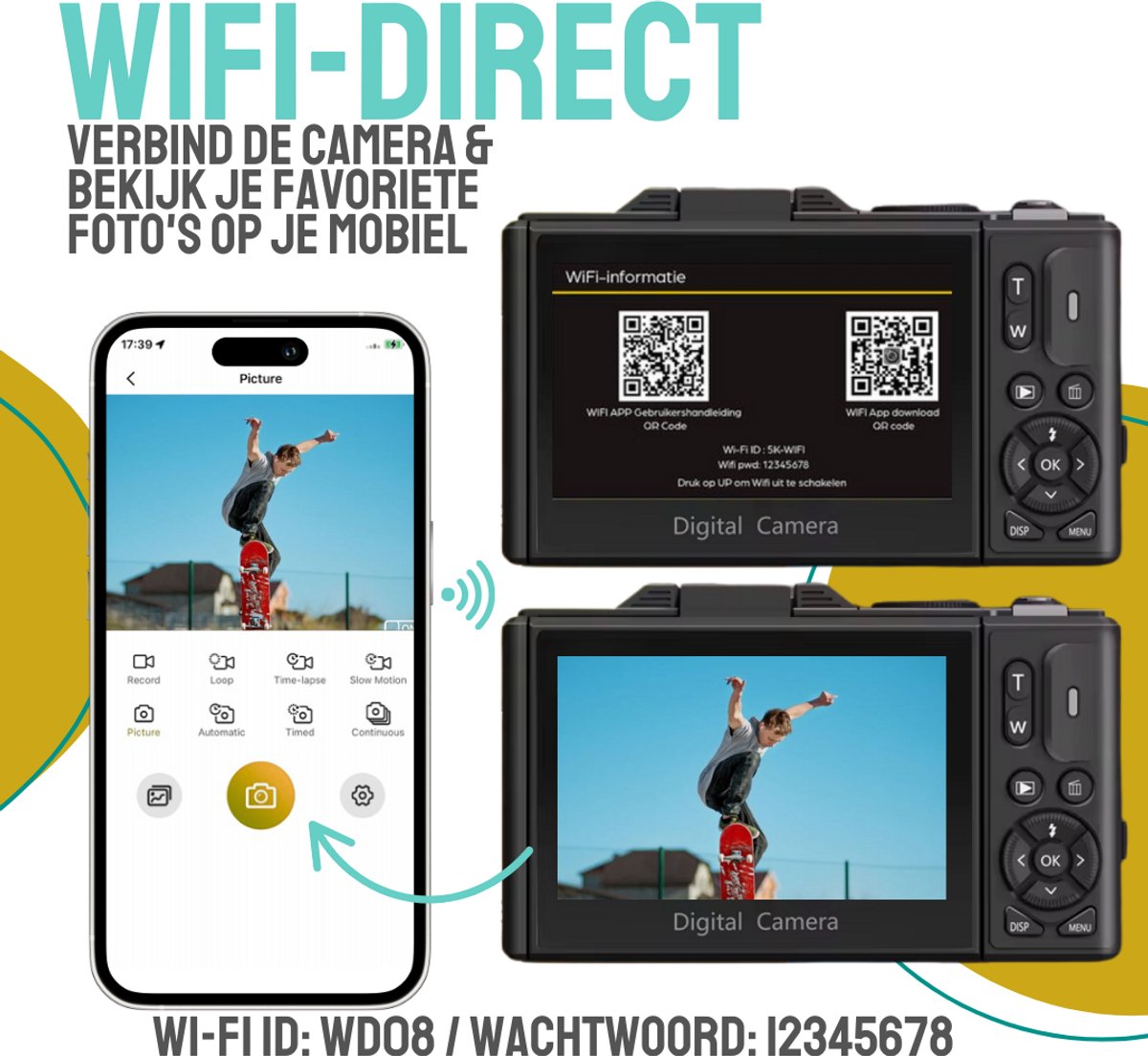 Good Experience Digitale Camera 5K met WIFI - 75MP - 18X Zoom - Inclusief 128GB SD thumbnail 5