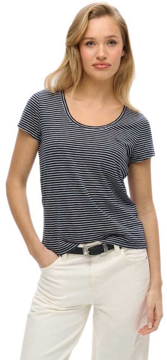Superdry Studios T-shirt met laag uitgesneden ronde hals Dames T-shirts Marineblauw