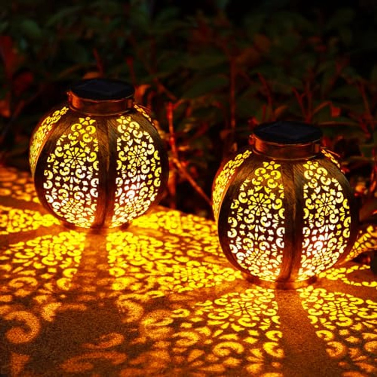 Solar Tuinlampen - 2 Stuks - Vintage Zonne Lampen voor Buiten - IP44 Waterdicht - Hanging Balkon Decoratie - Warm Wit