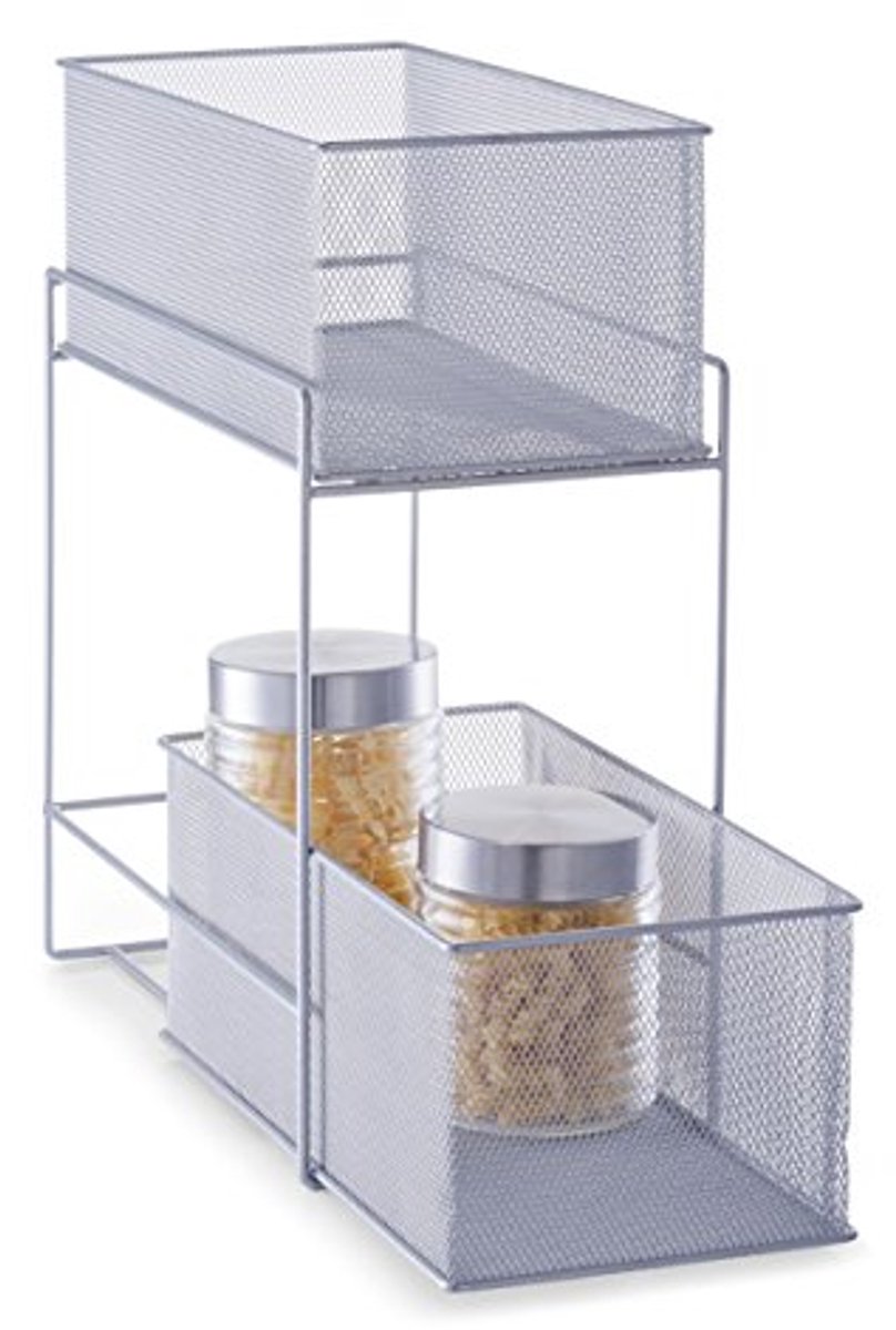 Etagekast met 2 uittrekbare manden - 17,5 x 35 x 42 cm - Opbergoplossing voor thuis