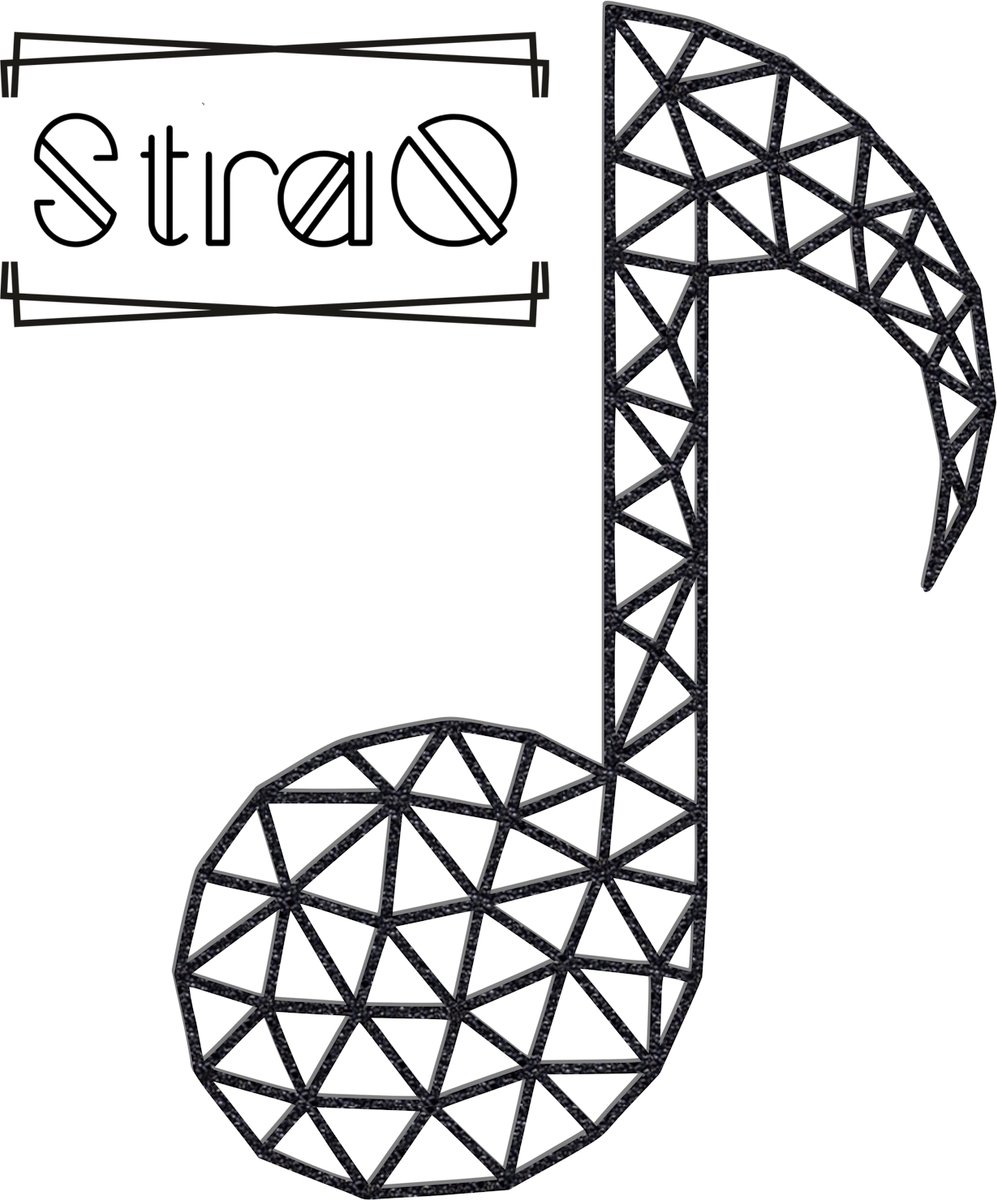 StraQ Zwarte Geometrische Muzieknoot 24 cm - Muziek - Muurdecoratie - Wandversiering - Wanddecoratie