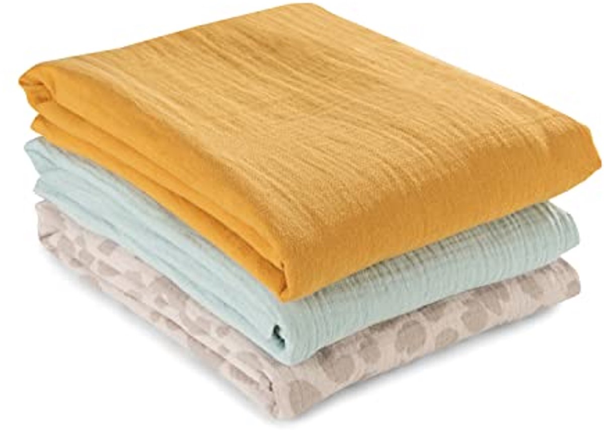 Image of 4-in-1 Mousselinedoek voor Baby's - Set van 3, 80 x 80 cm, 100% Katoen