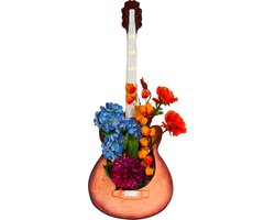 Decoratieve Gitaar met Solar LED Verlichting & Schemersensor – Bloembak & Wanddecoratie – Binnen/Buiten – Vintage Muziekdecoratie – Tuin & Woonaccessoire