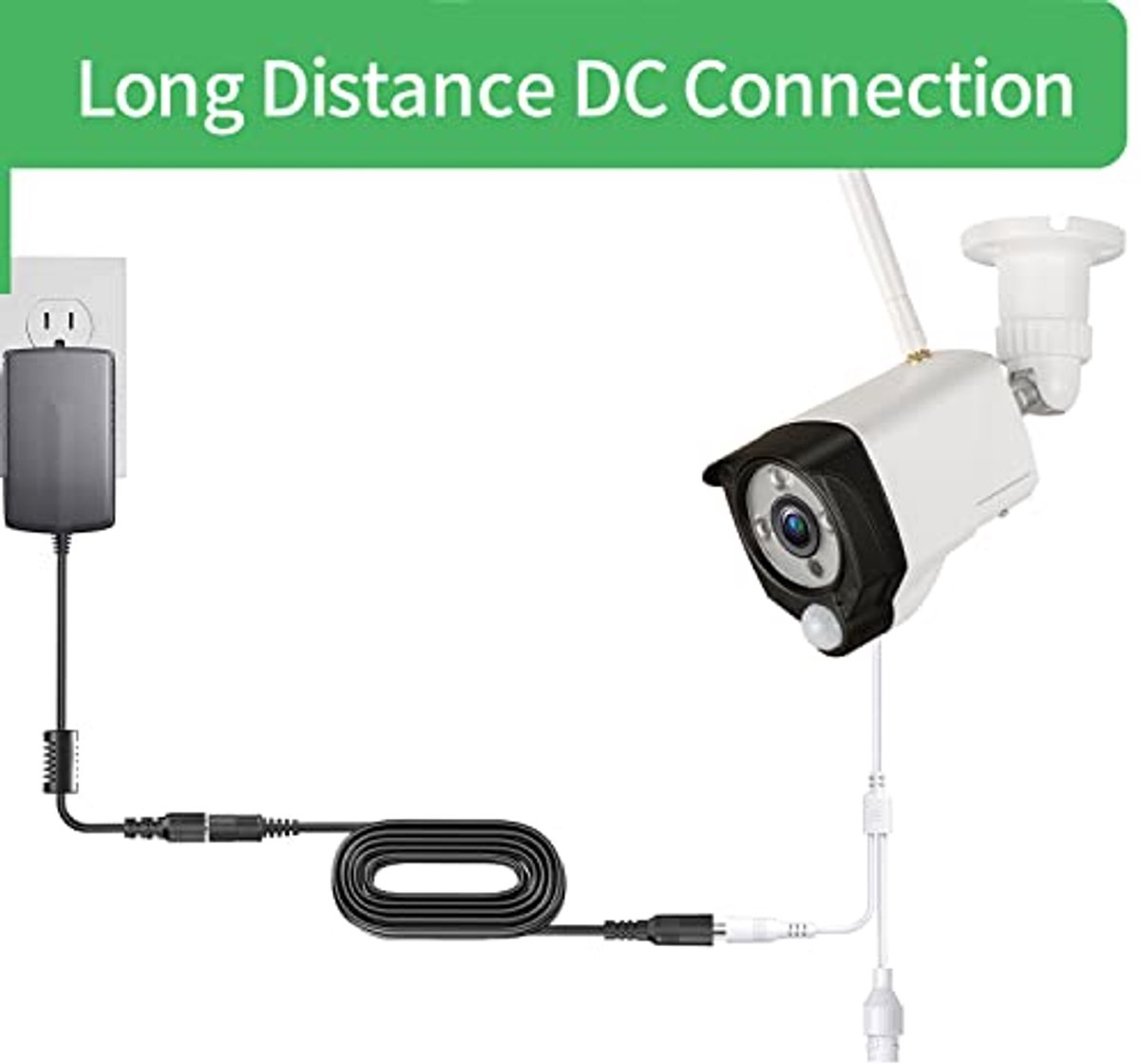 10 Meter DC Extension Kabel - Male naar Female Plug 5.5mm x 2.1mm - Voor LED Strips, CCTV, Printers en Meer - Zwart