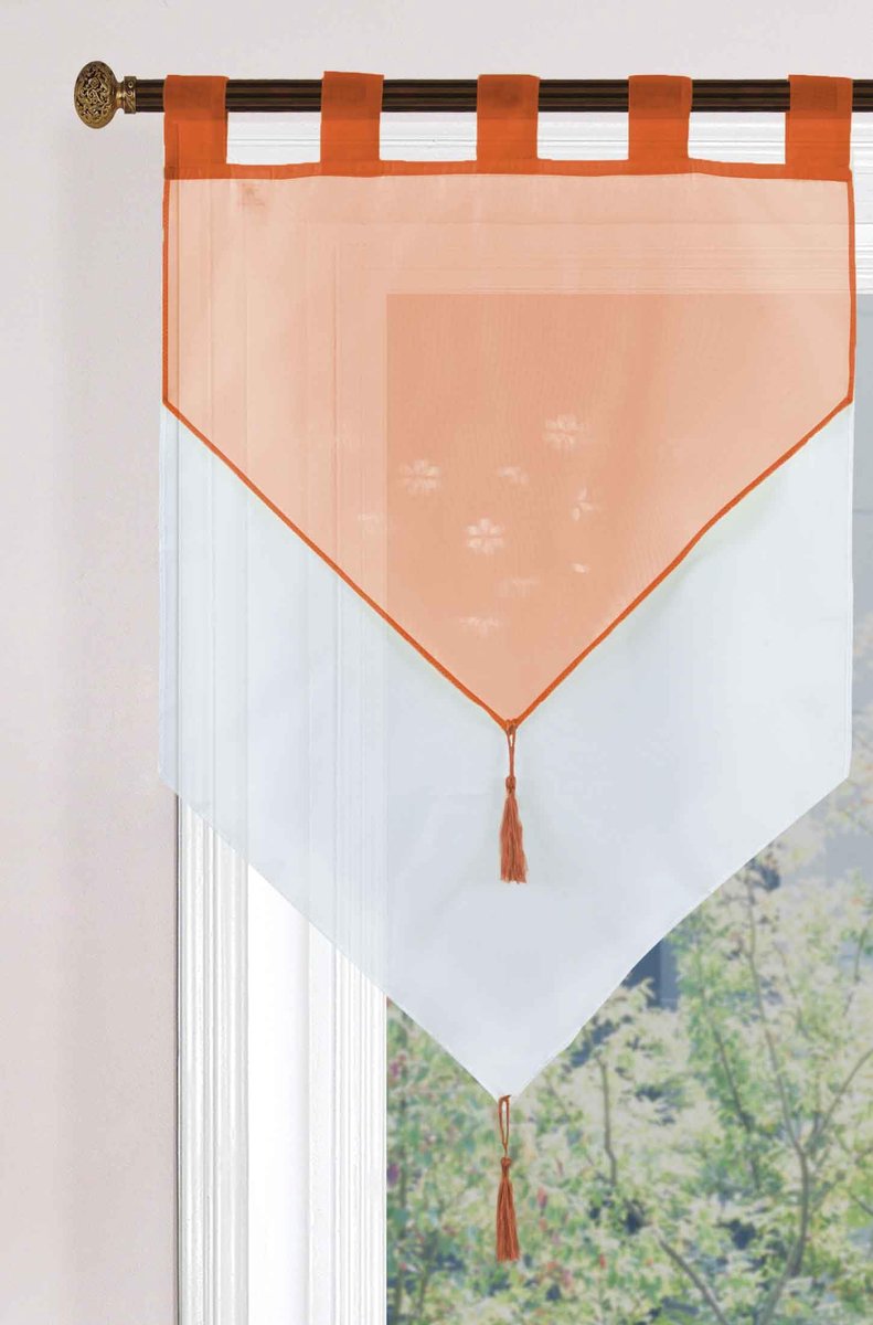 Ibenzoa Elegant Tweelaags Vitrage Gordijn met Bloemenmotief in Terracotta Kleur