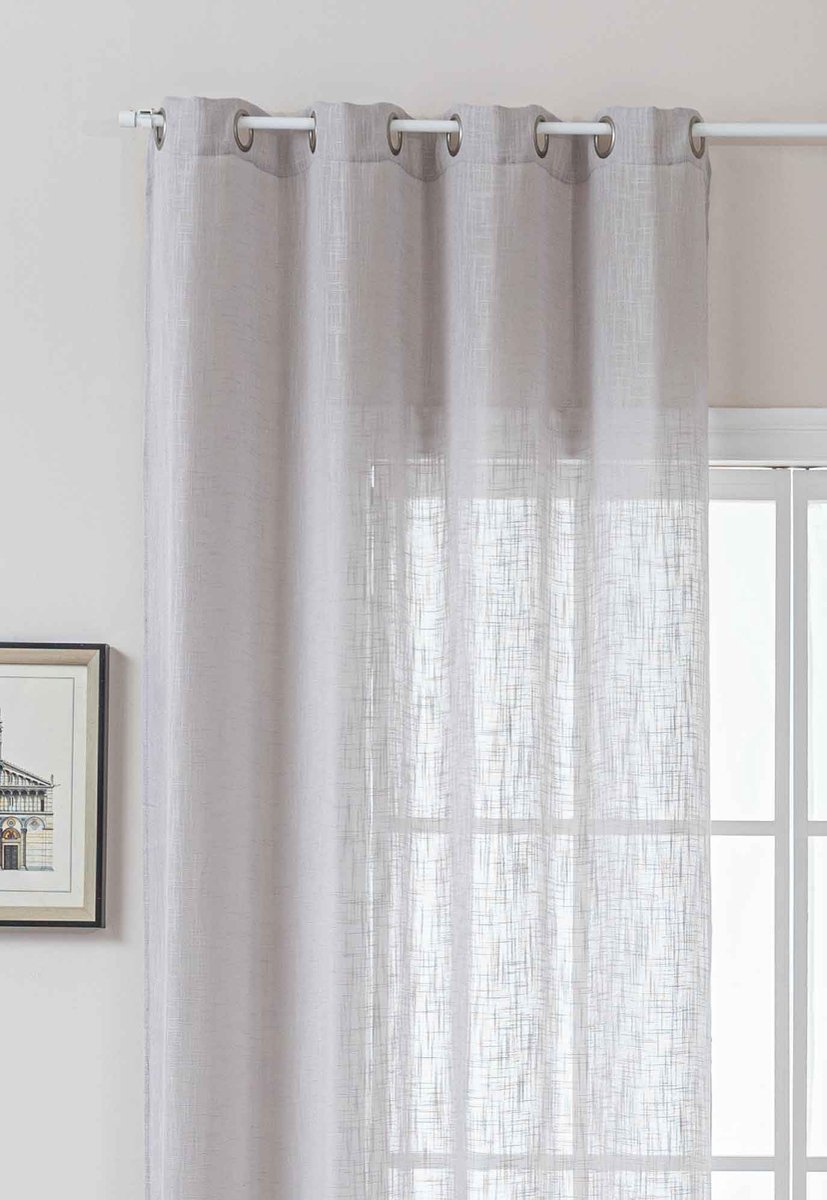 Ibenzoa Grijs Gordijn Met Linnenlook en Oogjes Voor Privacy en Lichtinval