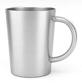 My Green Deal – RVS Mok met Handvat – Roestvrijstalen Beker voor Koffie, Thee & Outdoor – Duurzame RVS Koffiemok